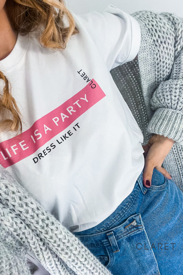 T-SHIRT BY CLARET COLLECTION -LIFE IS A PARTY