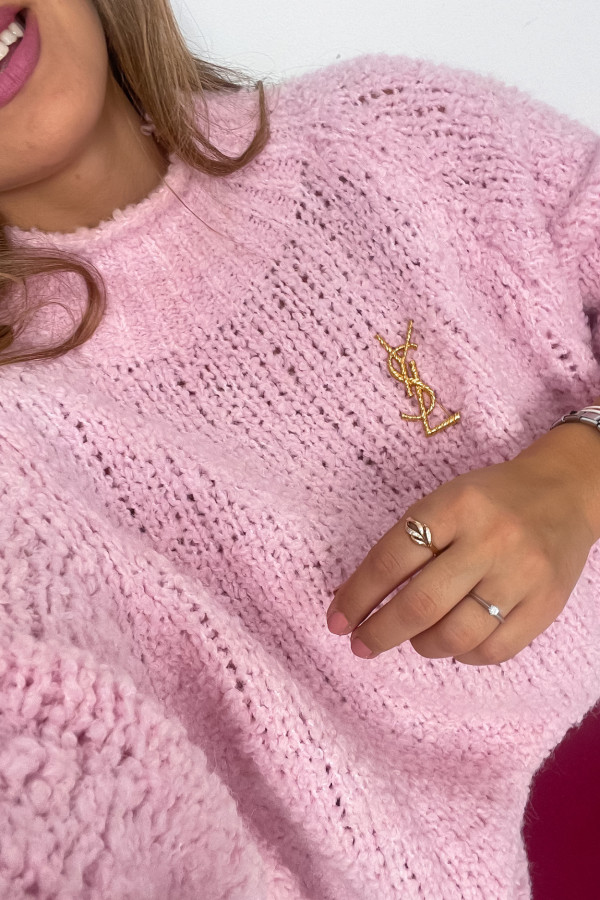 SWETER MONA OVERSIZE PUDROWY RÓŻ - RĘKAW 7/8