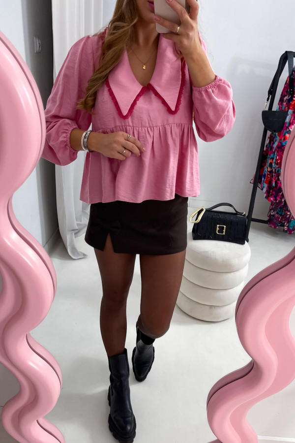 KOSZULA MESSY RÓŻOWA Z DUŻYM KOŁNIERZEM 100% wiskoza 12