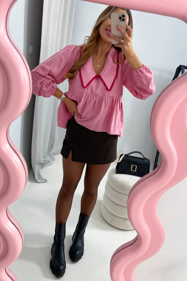 KOSZULA MESSY RÓŻOWA Z DUŻYM KOŁNIERZEM 100% wiskoza 14